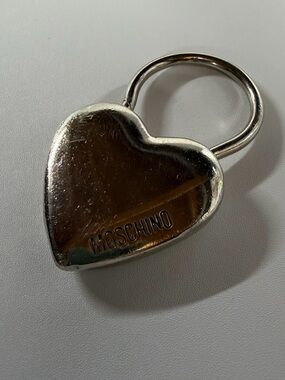 Moschino vintage silver tone Heart keychain bag charm made in Italy